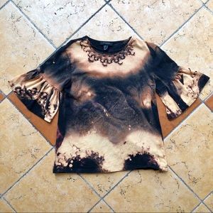 Hand-Bleached Bell Sleeve w Vintage Lace Detail